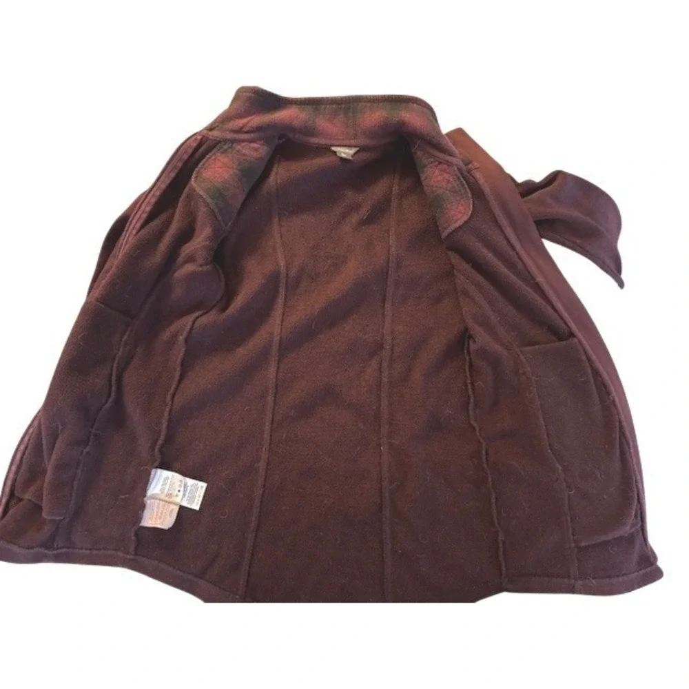 Eddie Bauer Burgundy Quilted Neck Zip Up Fleece Jacket Womens‎ - XS